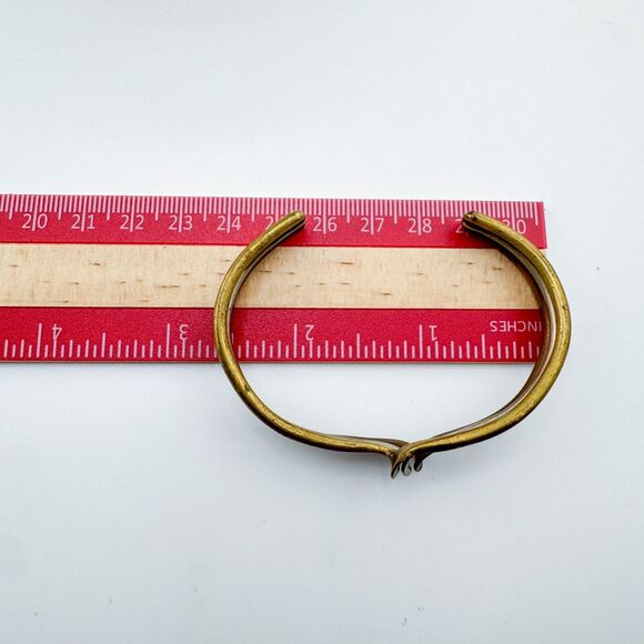 Vintage Tri Tone Mixed Metal Zigzag Cuff Bracelet Modernist Copper Brass - Picture 9 of 9